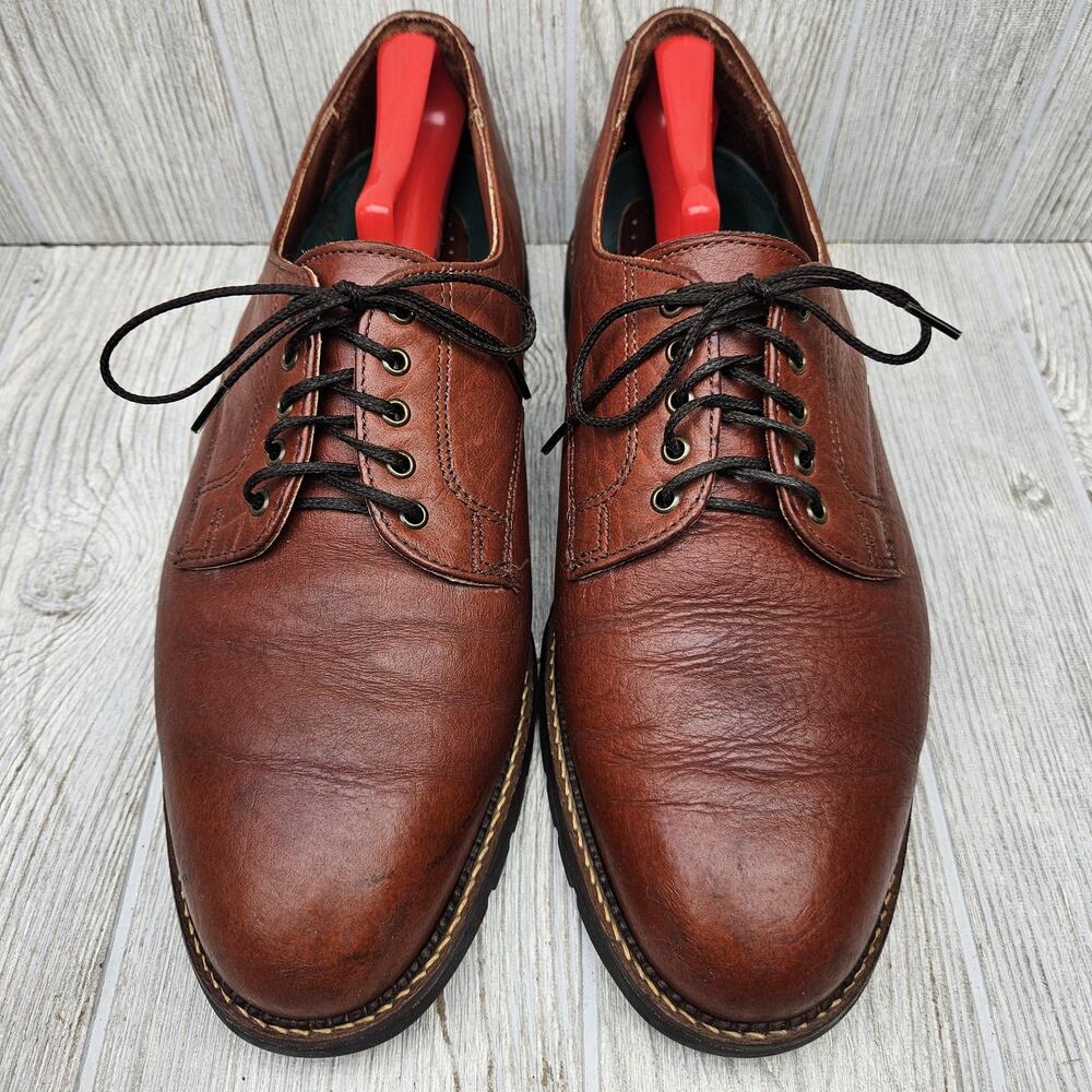 H.S. Trask Shoes Mens Size 12 W Brown Leather Oxford Lace Up Authentic Bison USA